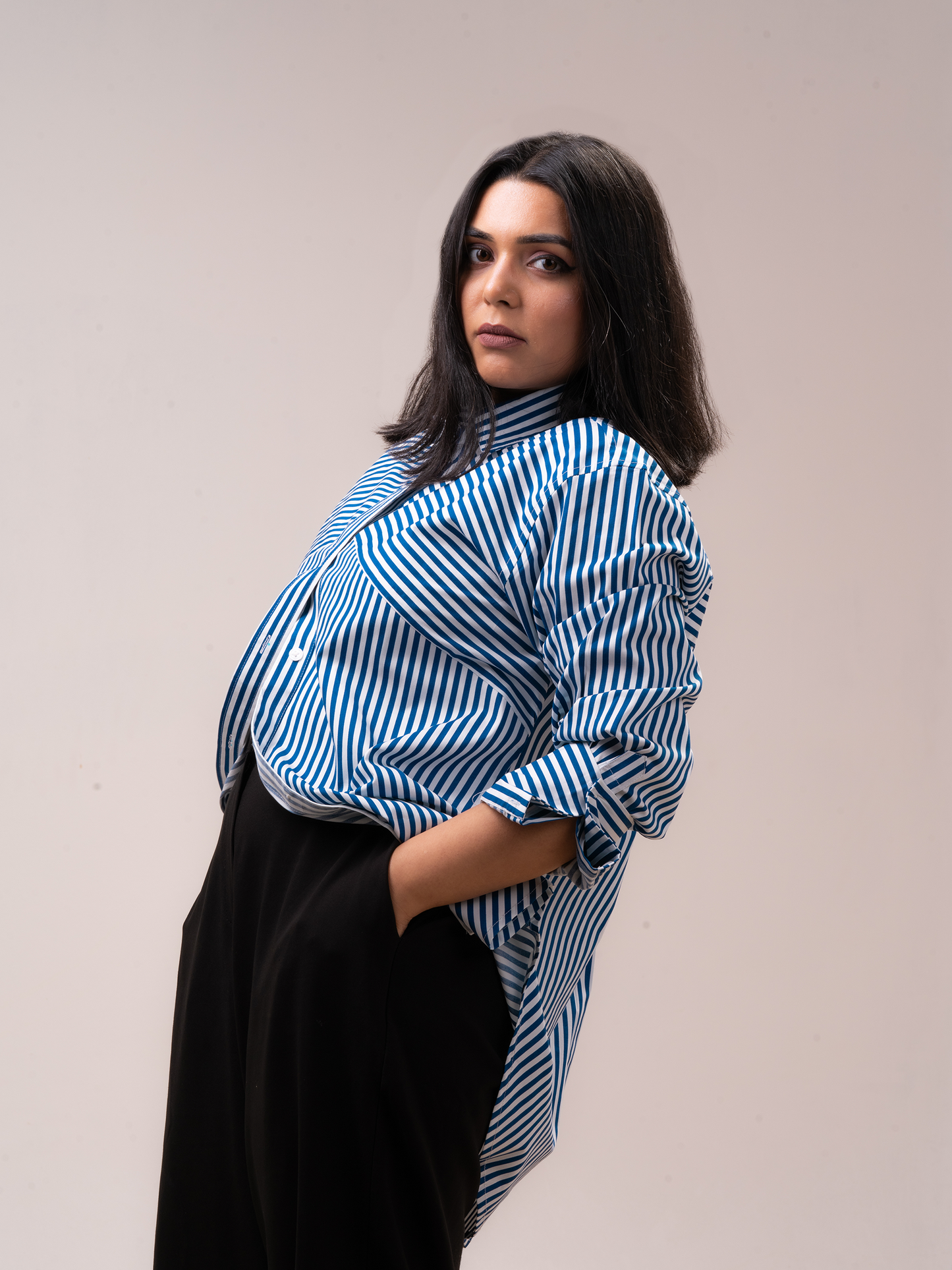 Blue Striped Oversized Shirt