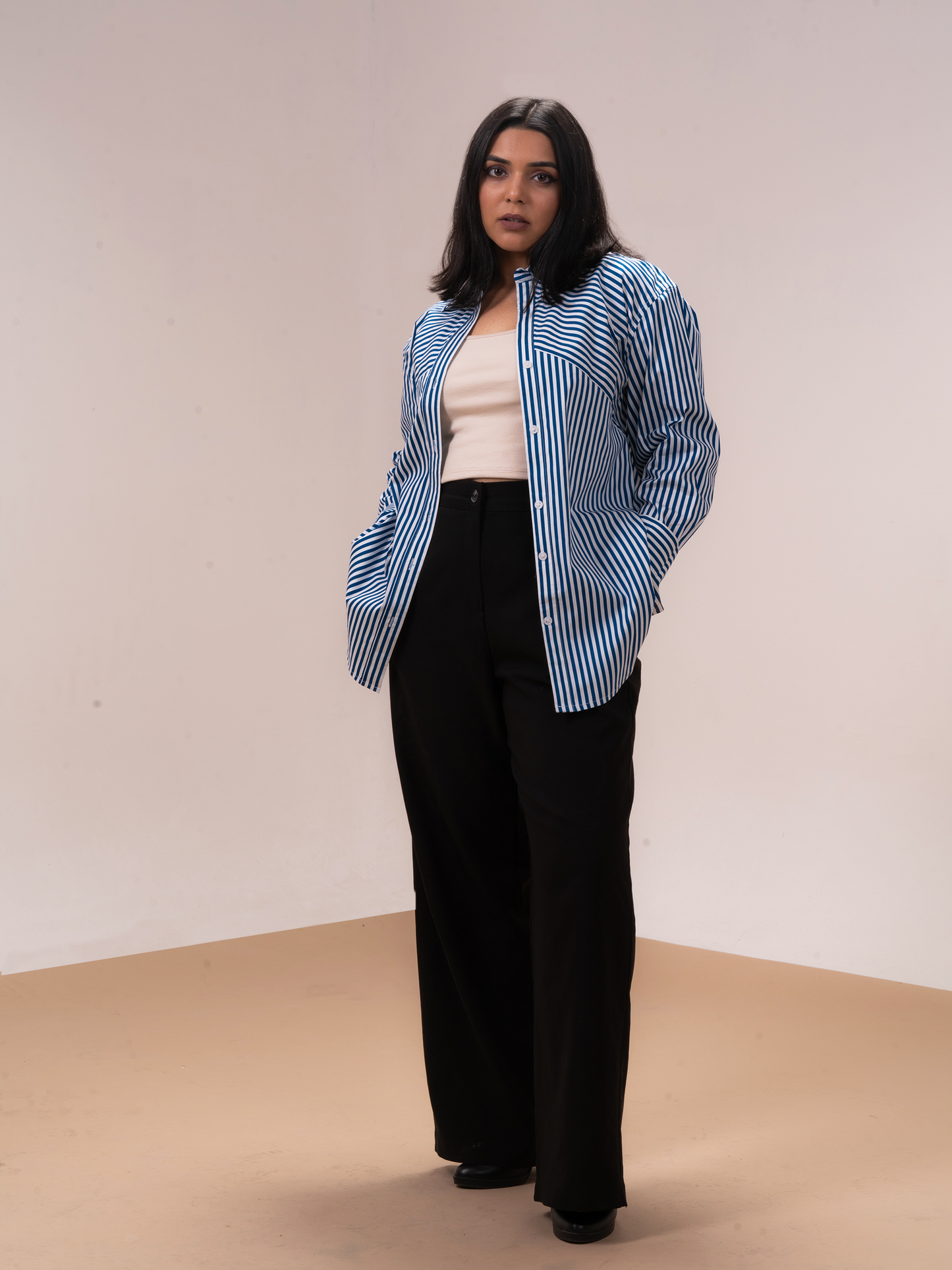 Blue Striped Oversized Shirt