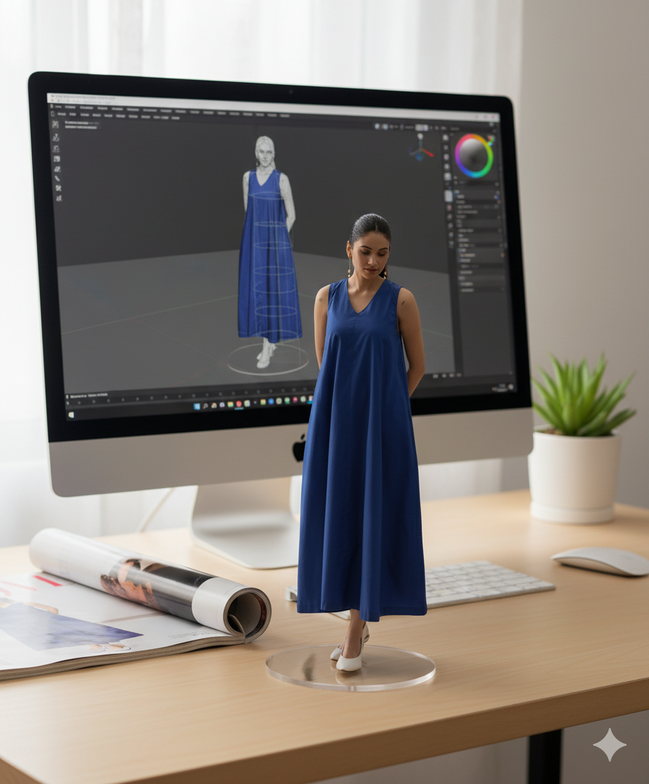 Royal Blue Cotton Poplin Long Swing Dress