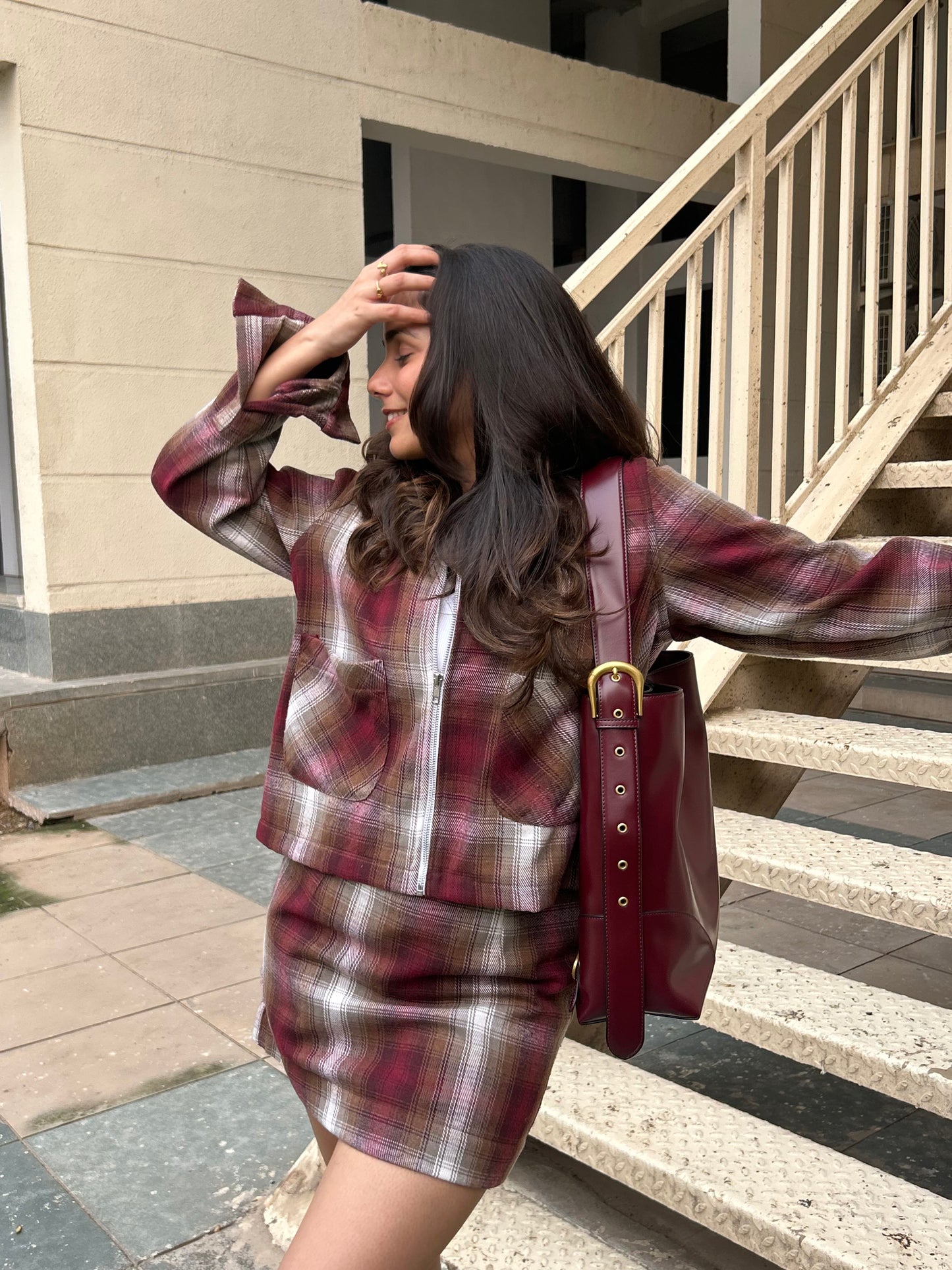 Maroon Plaid Jacket