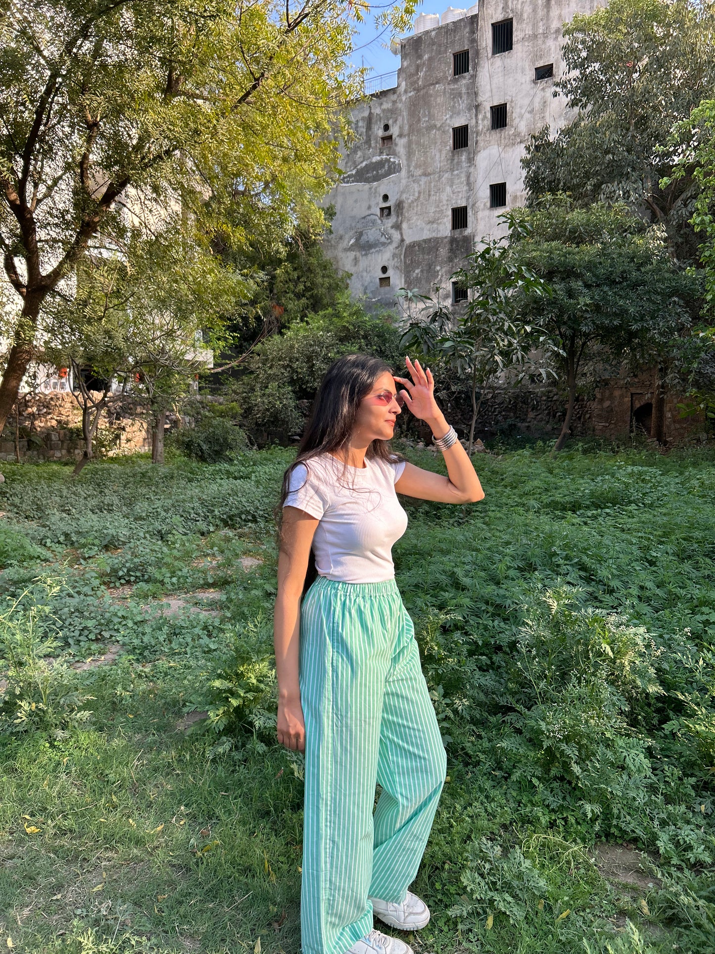 Green Poplin Pants