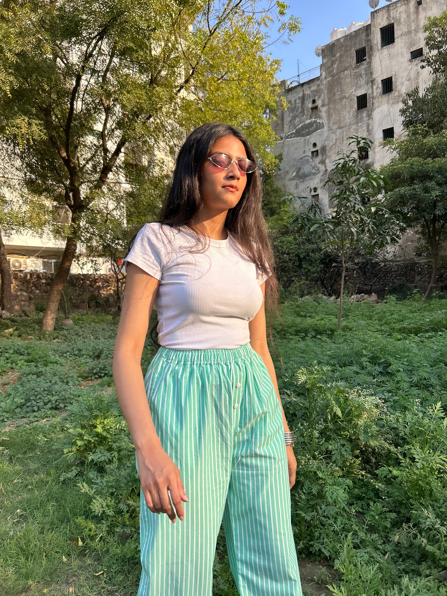 Green Poplin Pants