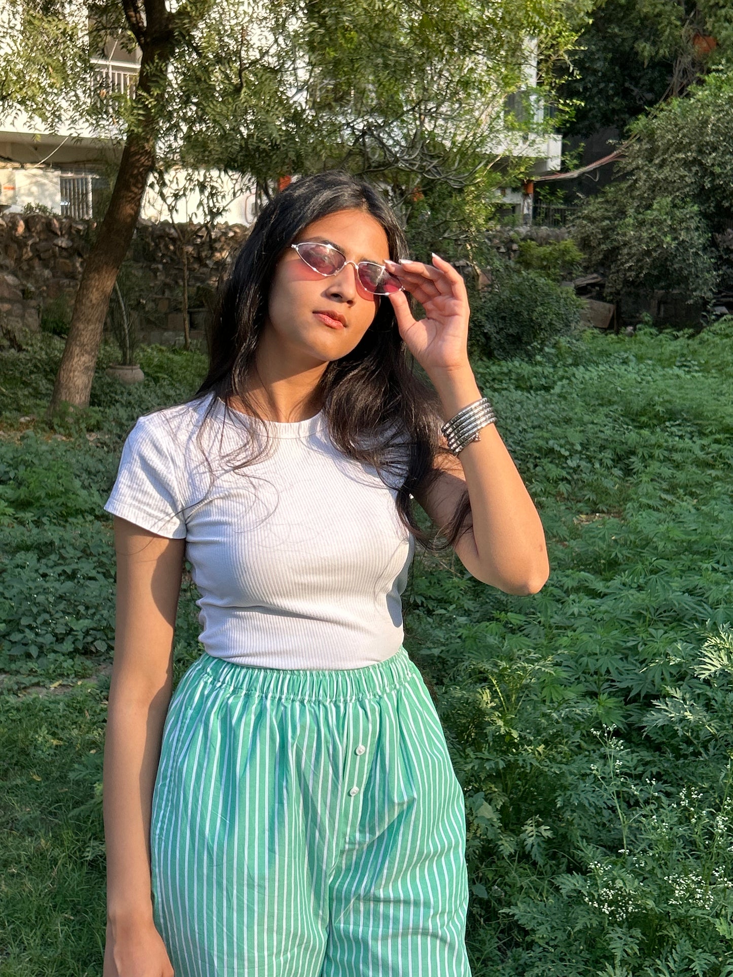 Green Poplin Pants