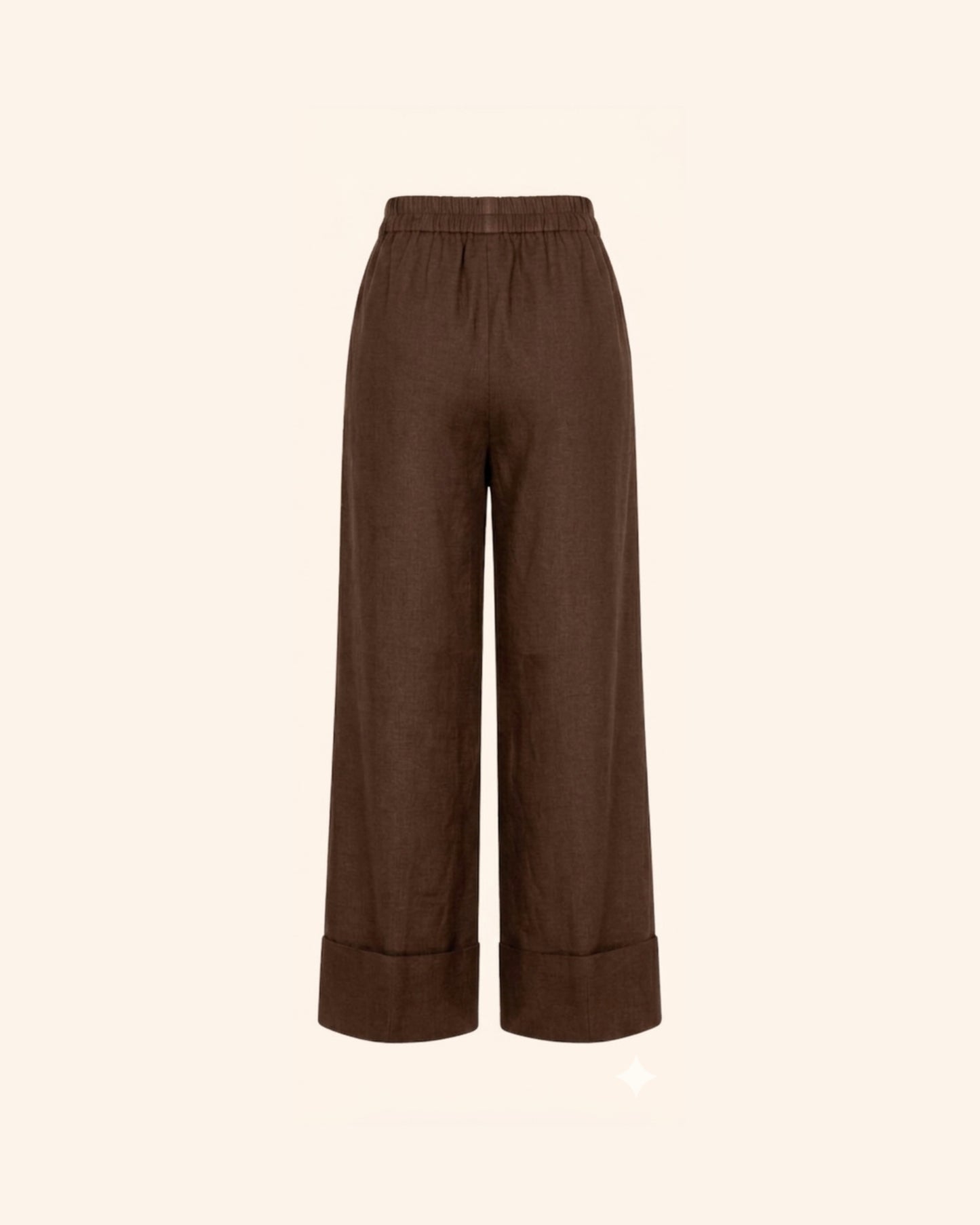 Brown High Waist Pintuck Linen Pants