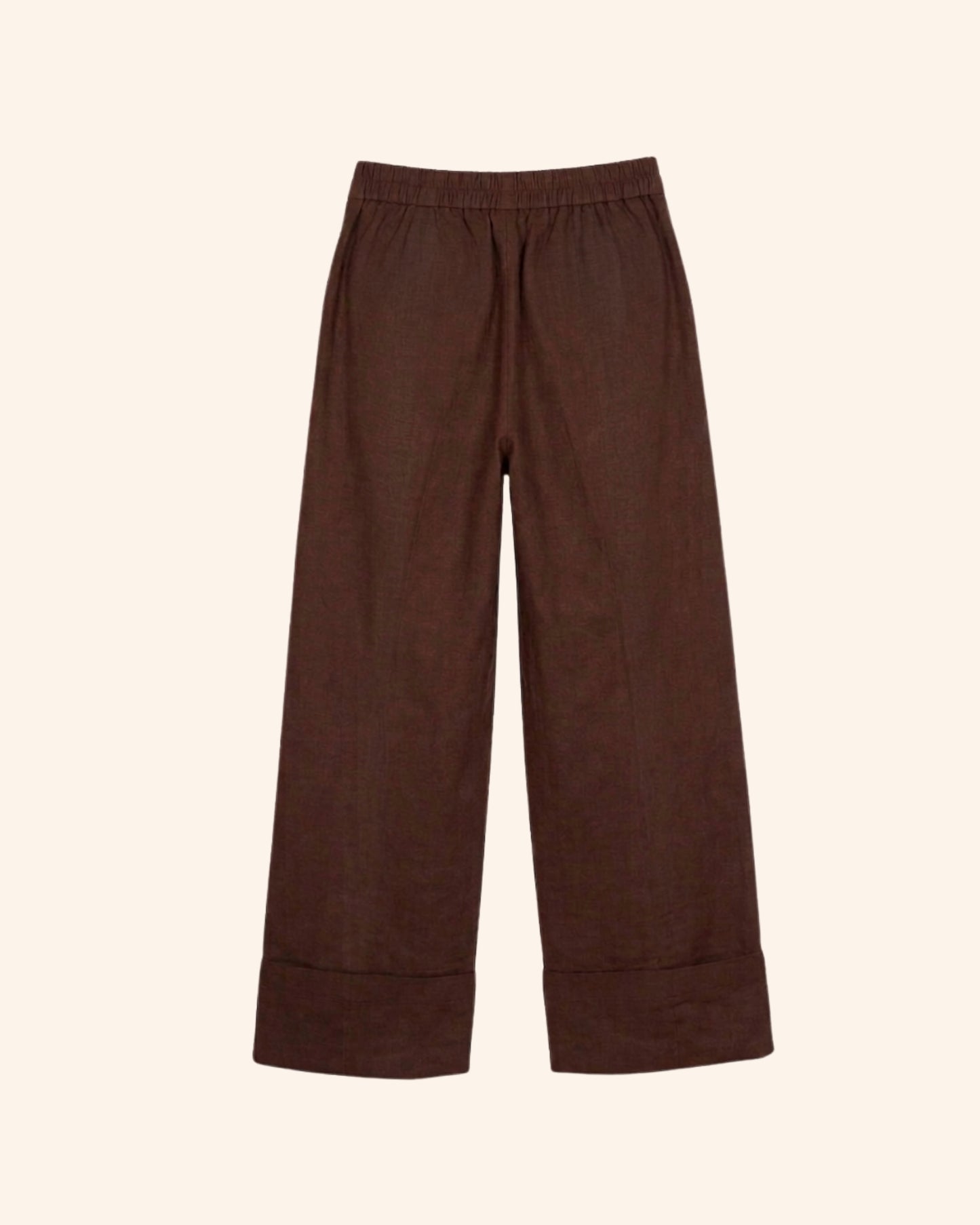 Brown High Waist Pintuck Linen Pants