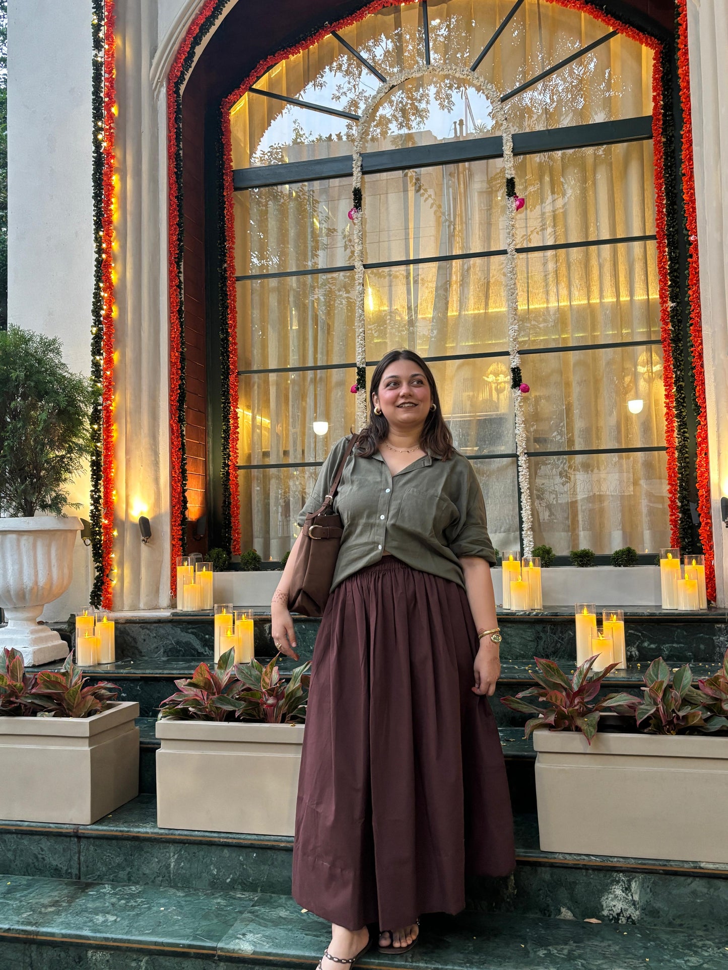 Coffee Brown Cotton Poplin Skirt