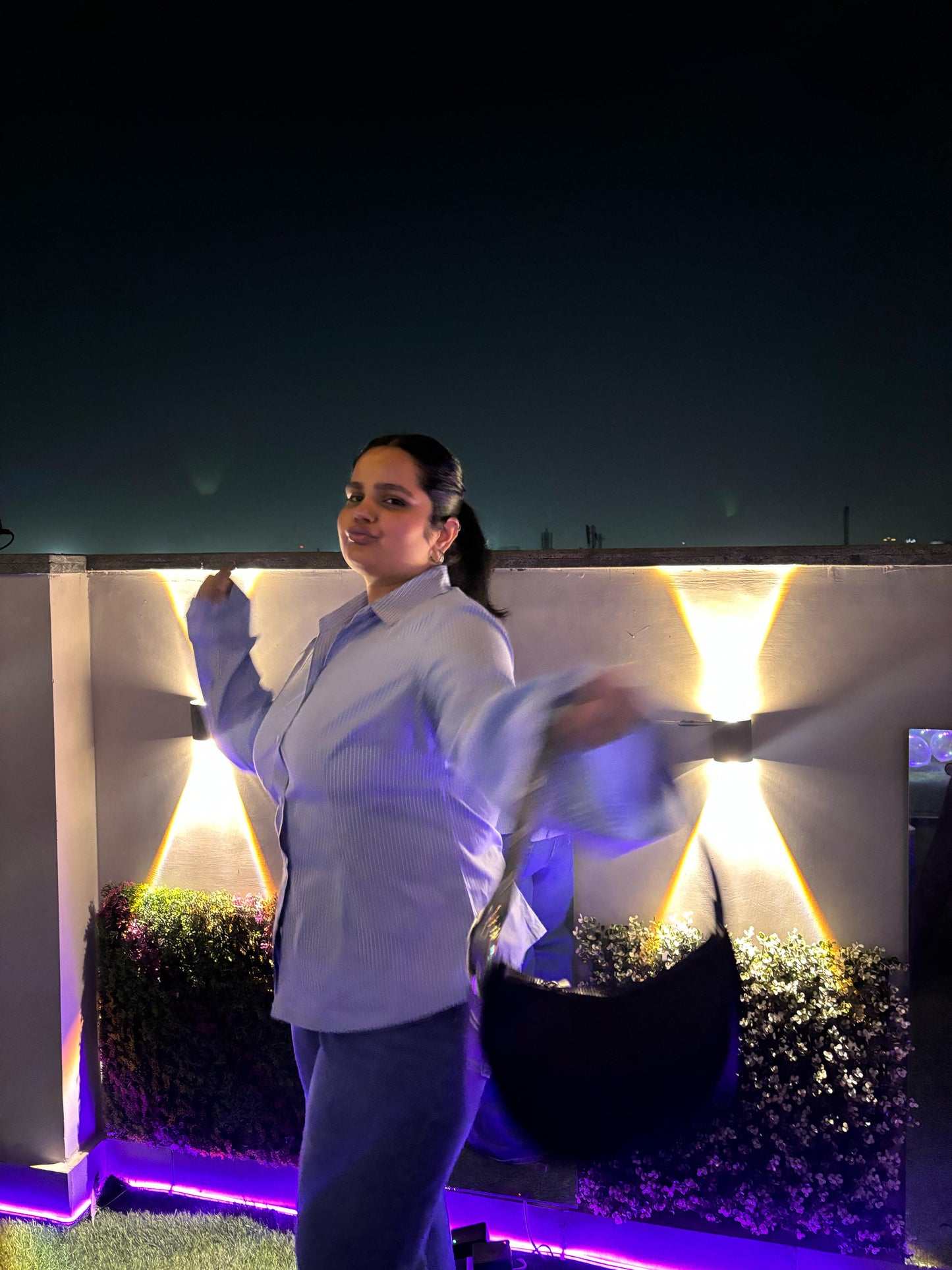 Women’s cotton button-down in light blue