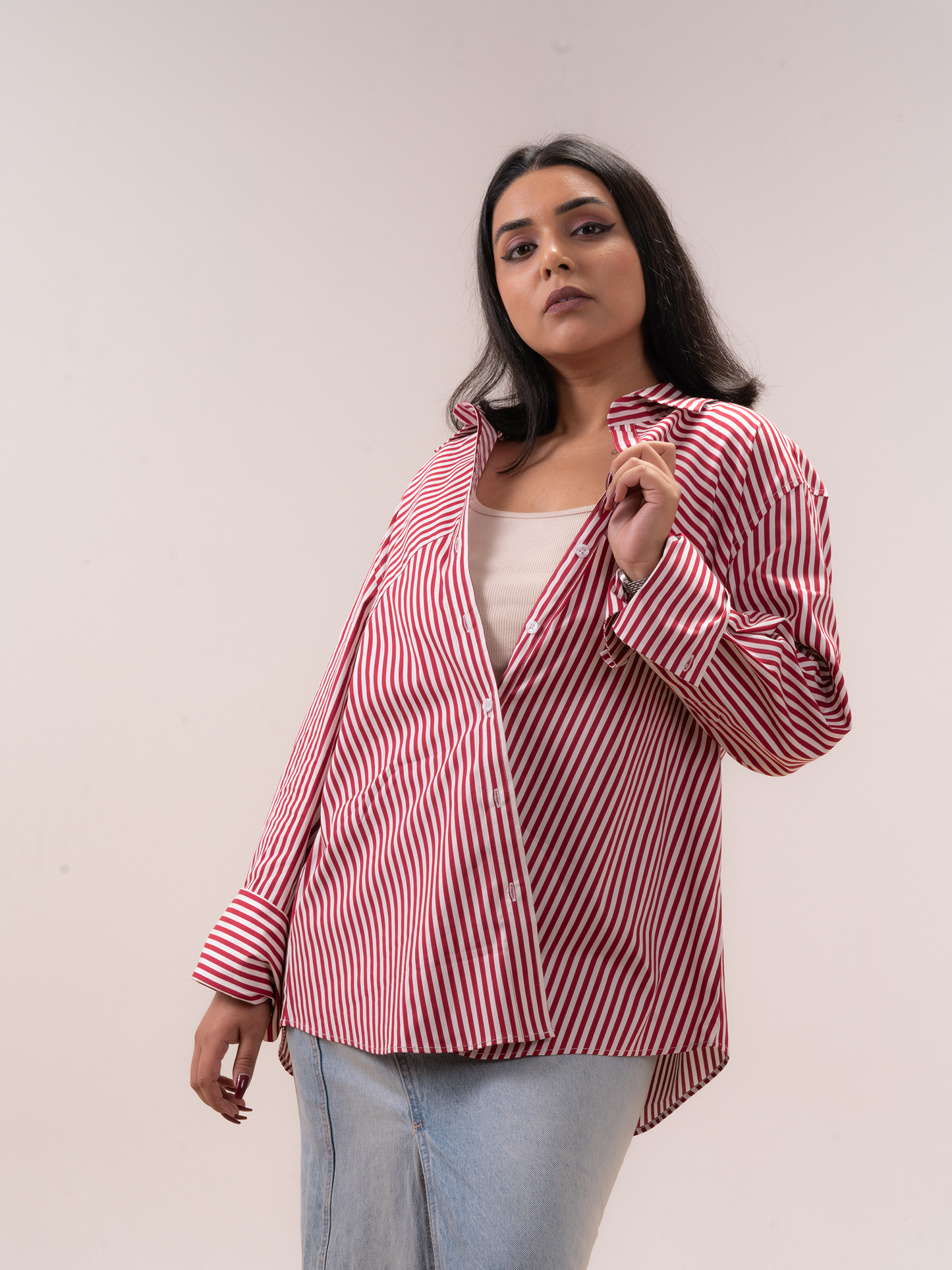 Red Stripe Oversized Shirt