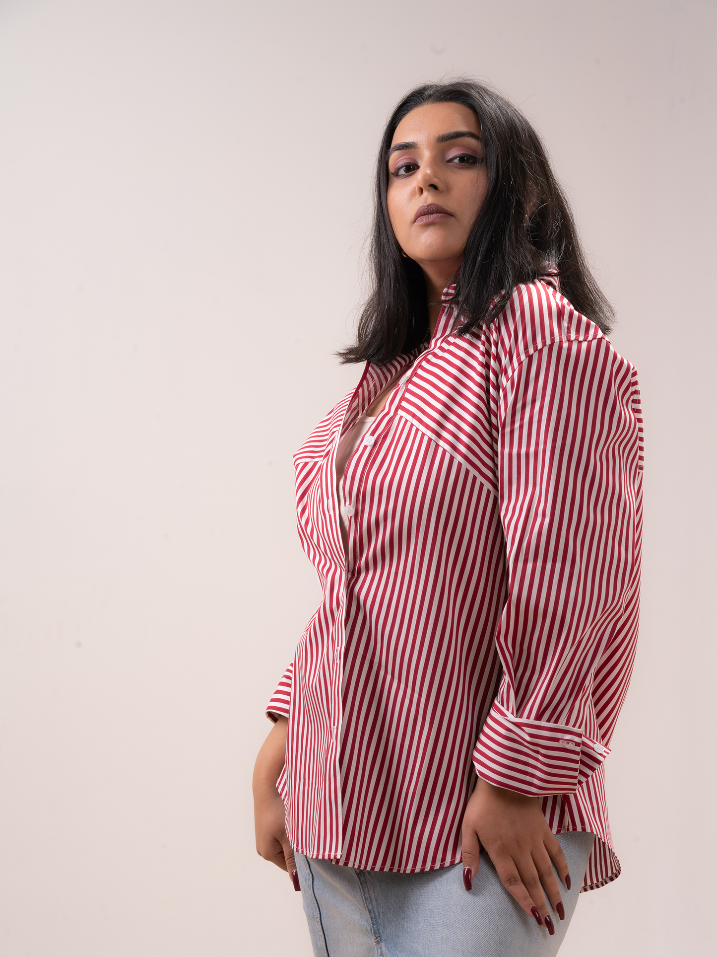 Red Stripe Oversized Shirt