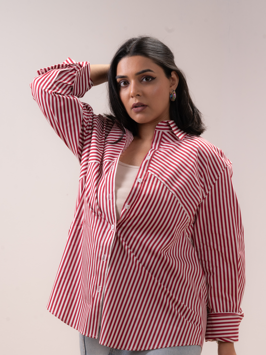 Red Stripe Oversized Shirt
