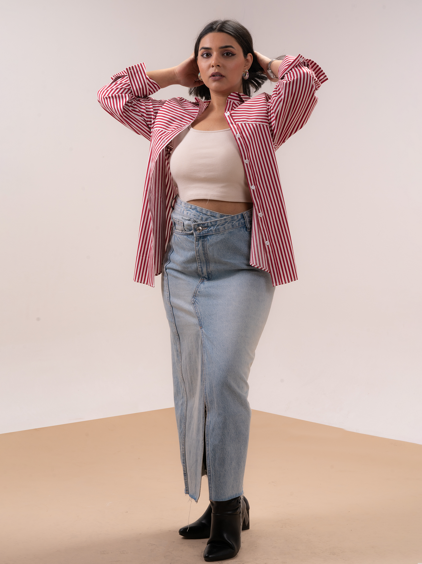 Red Stripe Oversized Shirt