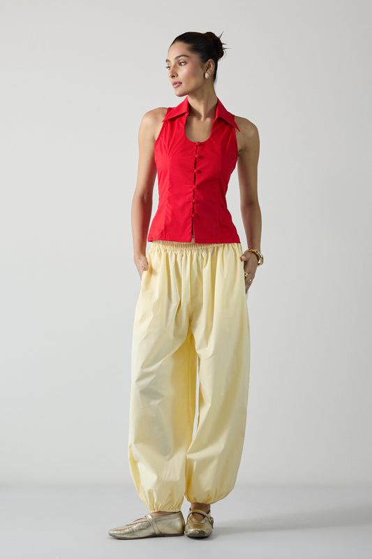 The City Halter Shirt- Goji Red
