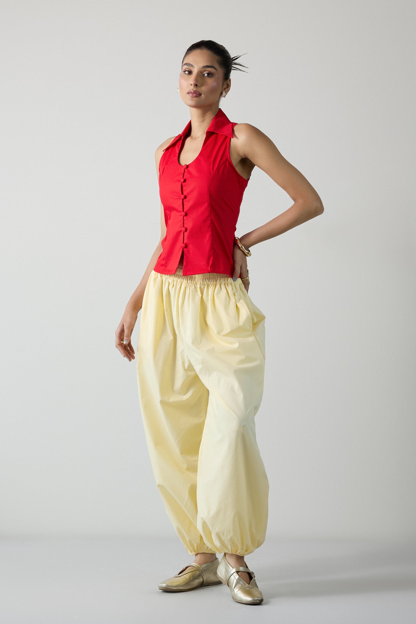 The City Halter Shirt- Goji Red