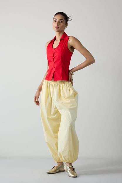 The City Halter Shirt- Goji Red