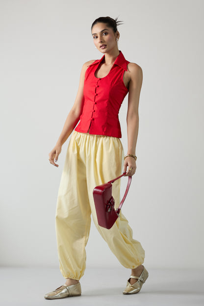 The City Halter Shirt- Goji Red