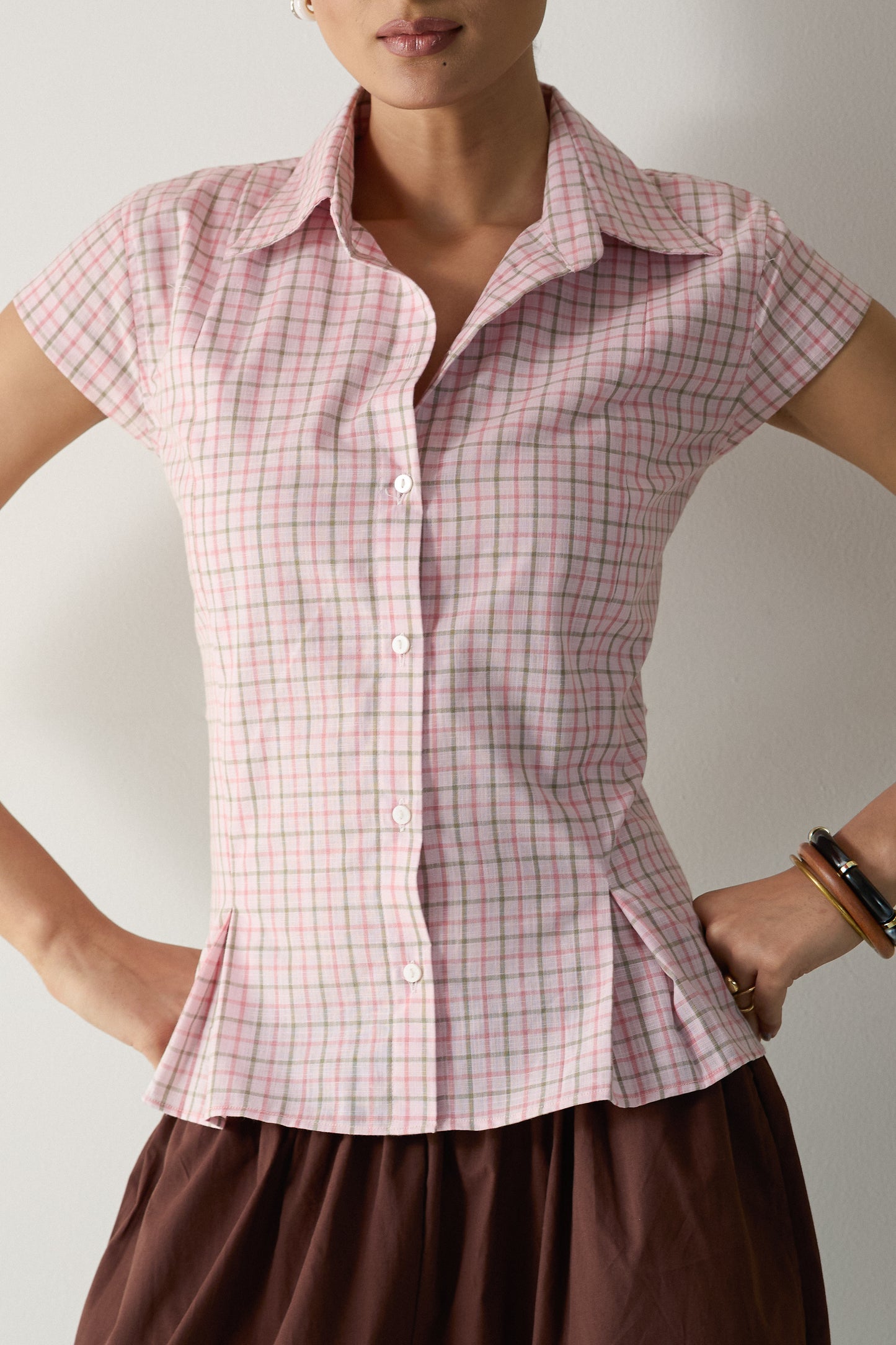 The Pleated Cinch Shirt- Pink