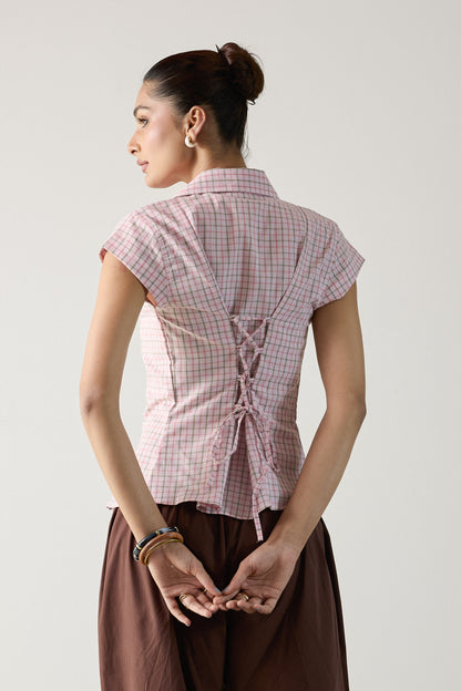The Pleated Cinch Shirt- Pink