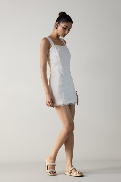The Soft Frill Mini Dress- Butter White