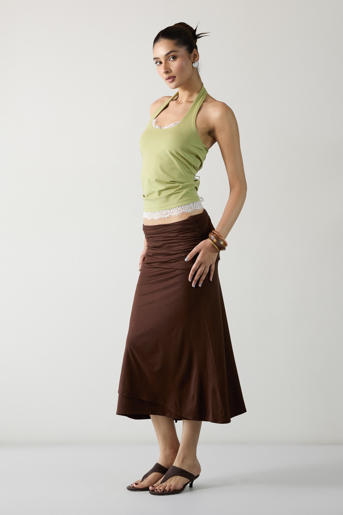 The Ruche Skirt- Brown