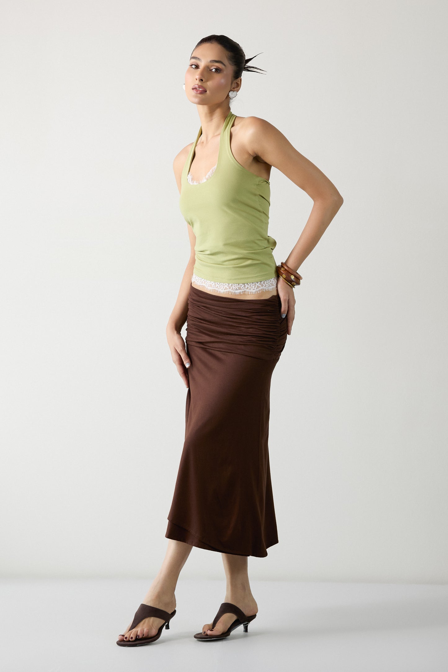 The Ruche Skirt- Brown