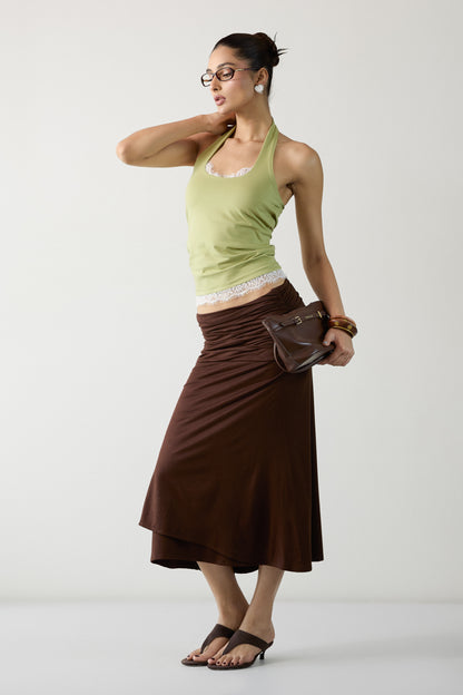 The Ruche Skirt- Brown