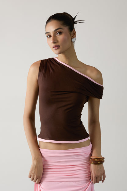 The Contrast Glide Top- Brown