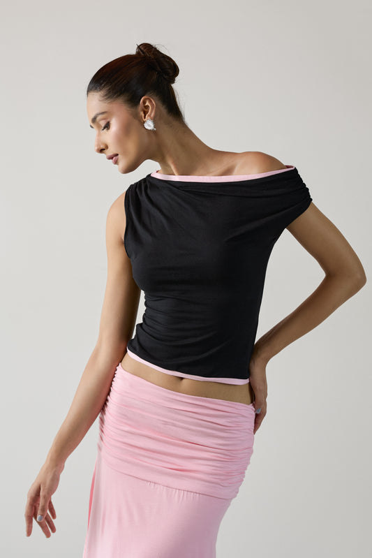 The Contrast Glide Top- Black