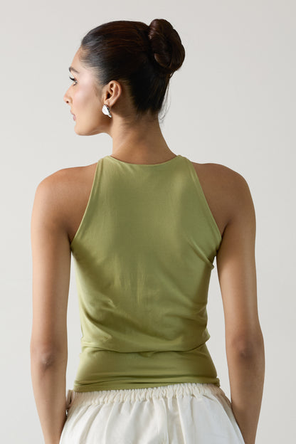Shell Button Top- Sage Green