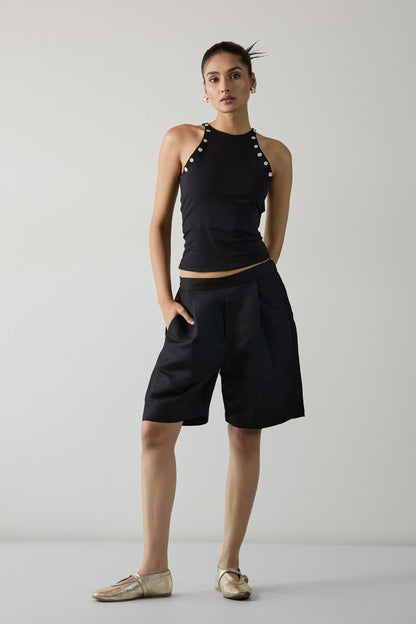 Shell Button Top- Black