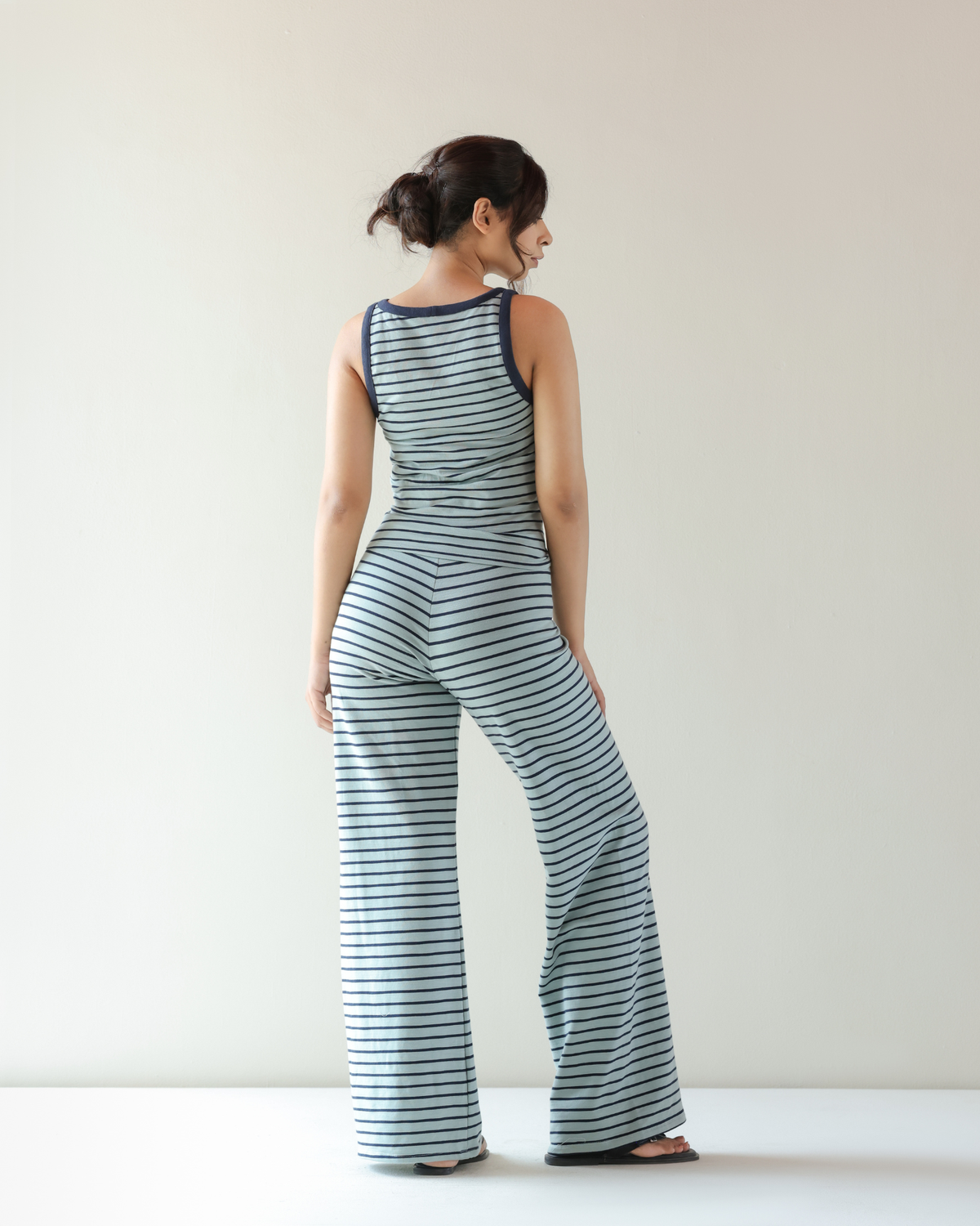 Breeze Pants - Aqua and Navy Striped