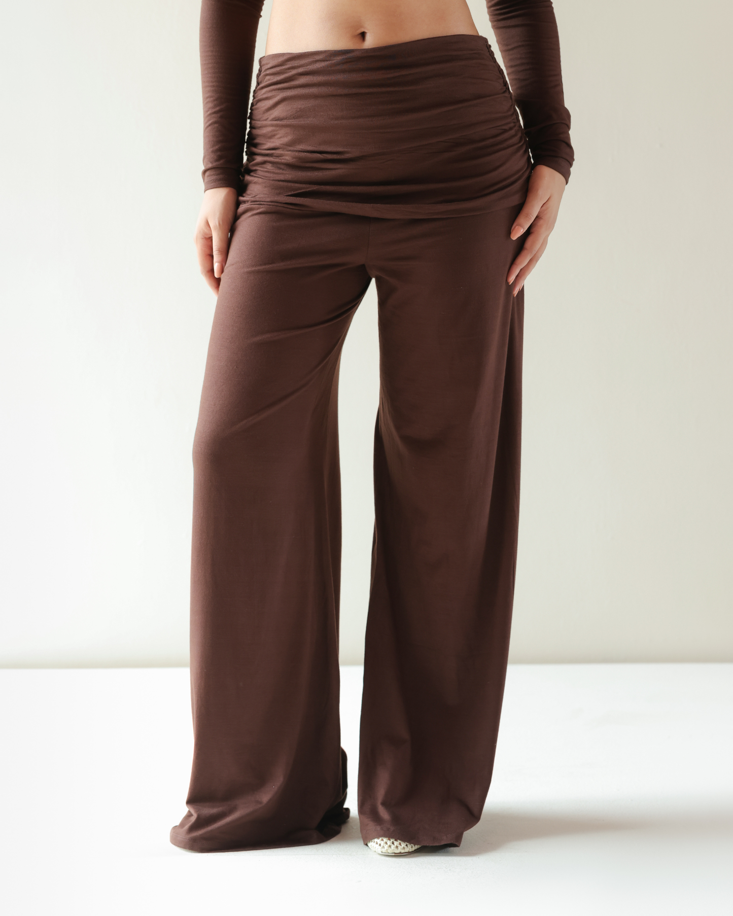 Ruche Knit Pyjama - Brown