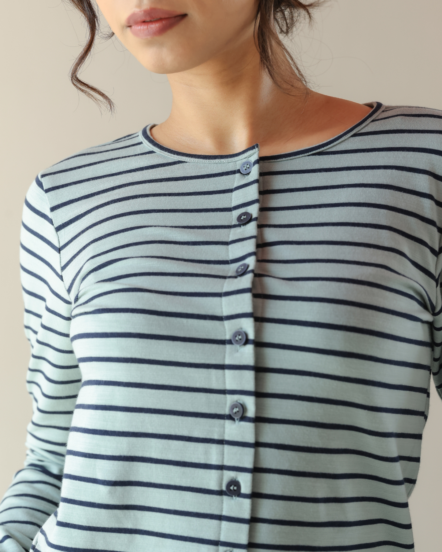 Jetty Top - Aqua and Navy Stripe