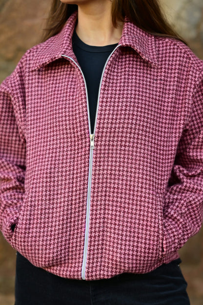 Houndstooth Rosette Unisex Jacket