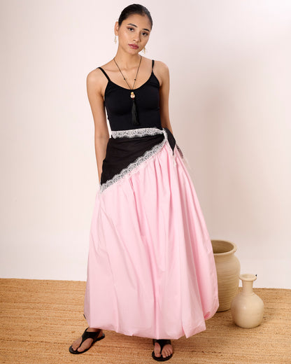 Baby Pink Long Balloon skirt