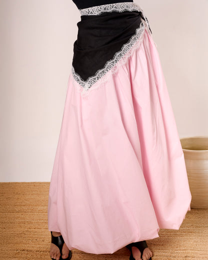 Baby Pink Long Balloon skirt