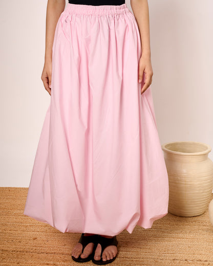 Baby Pink Long Balloon skirt