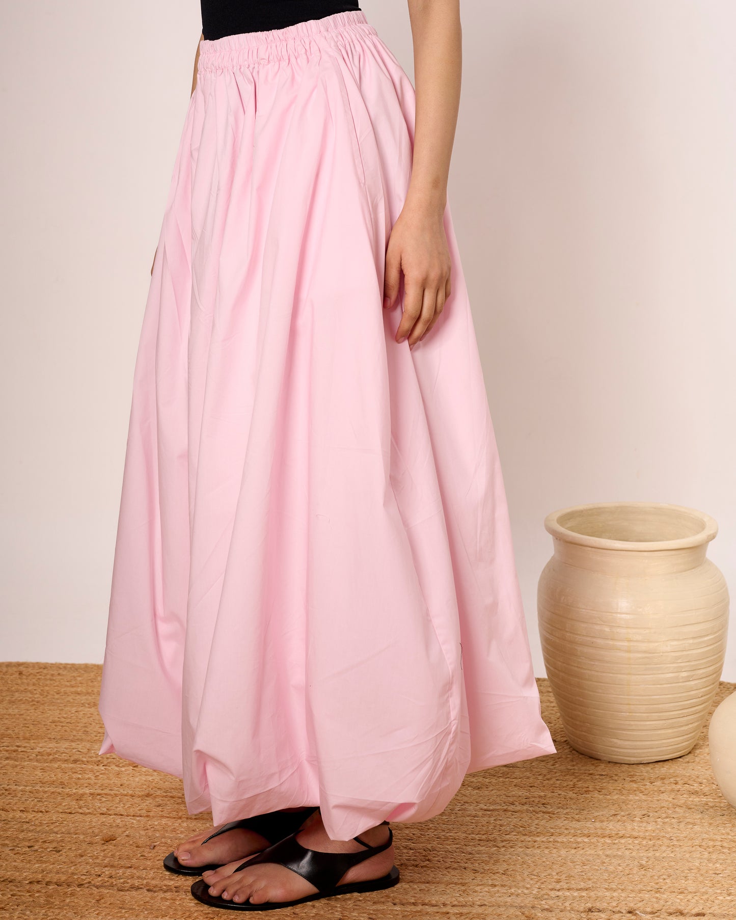 Baby Pink Long Balloon skirt