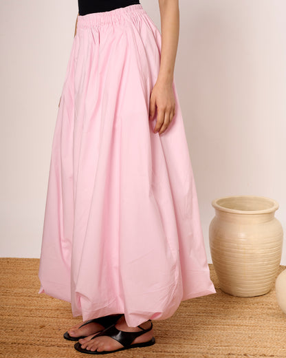 Baby Pink Long Balloon skirt