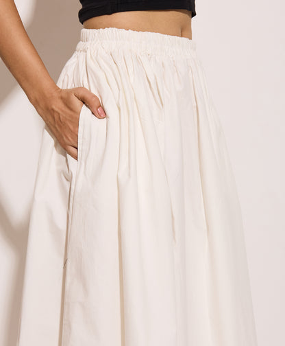 White Cotton Poplin Skirt