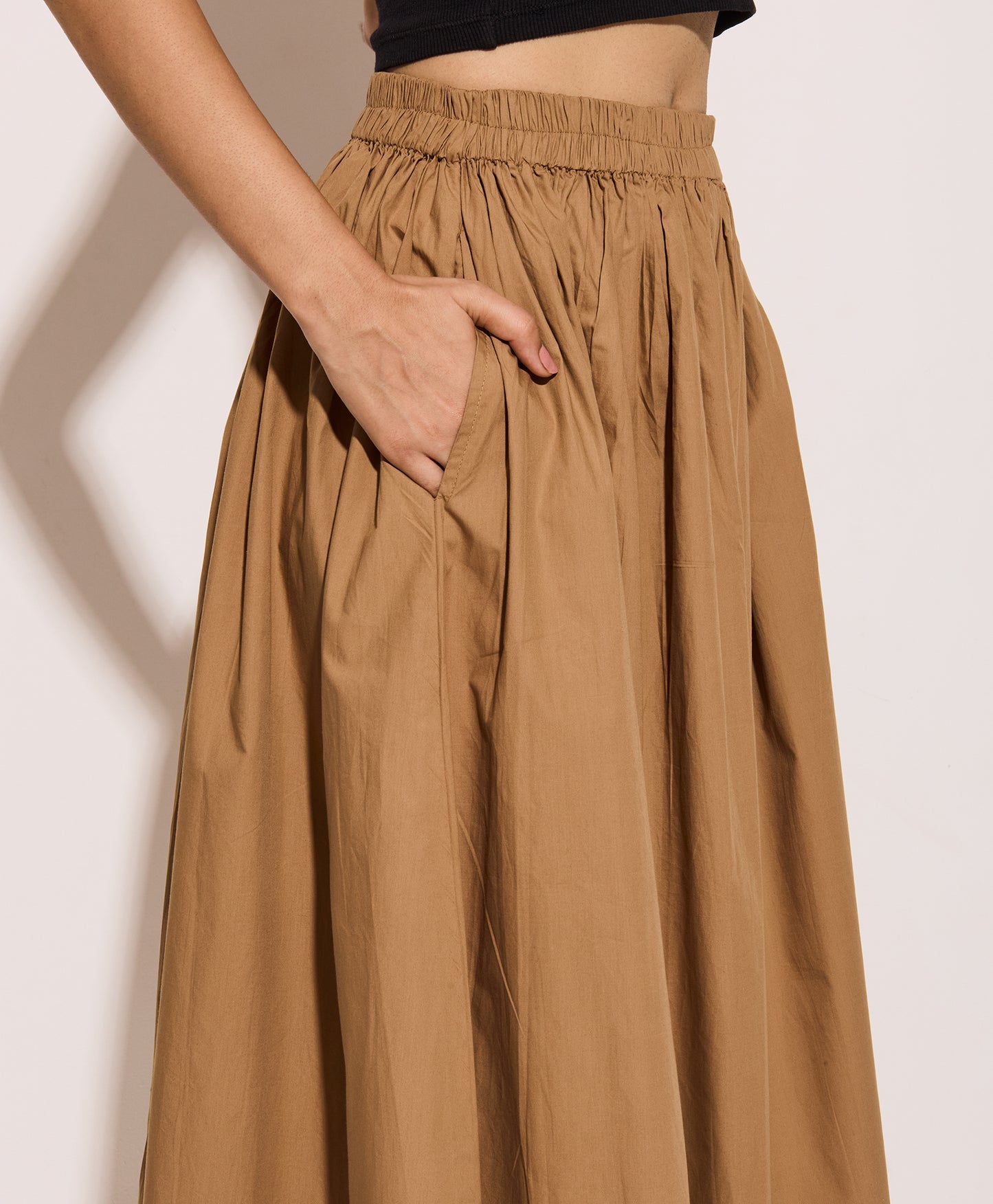 Beige Cotton Poplin Skirt
