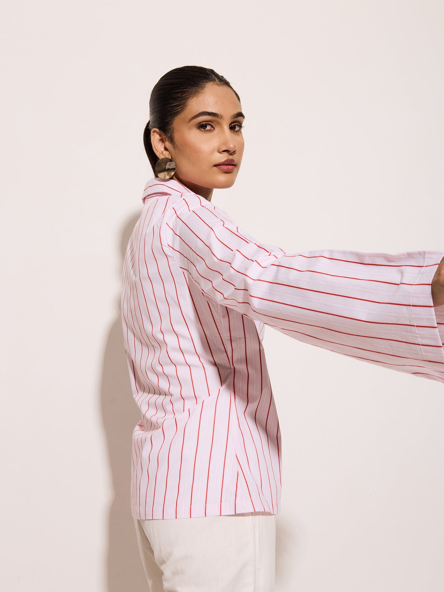 Pin Red Striped Wrap Shirt