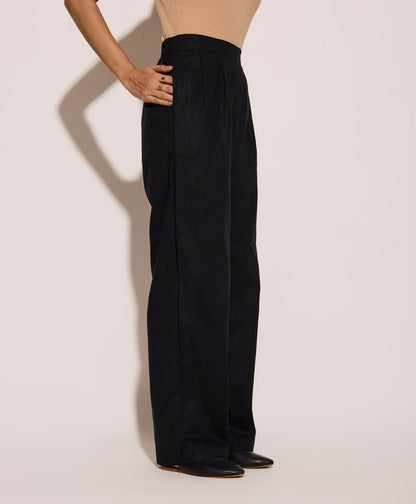 Black Pleated Linen Pants