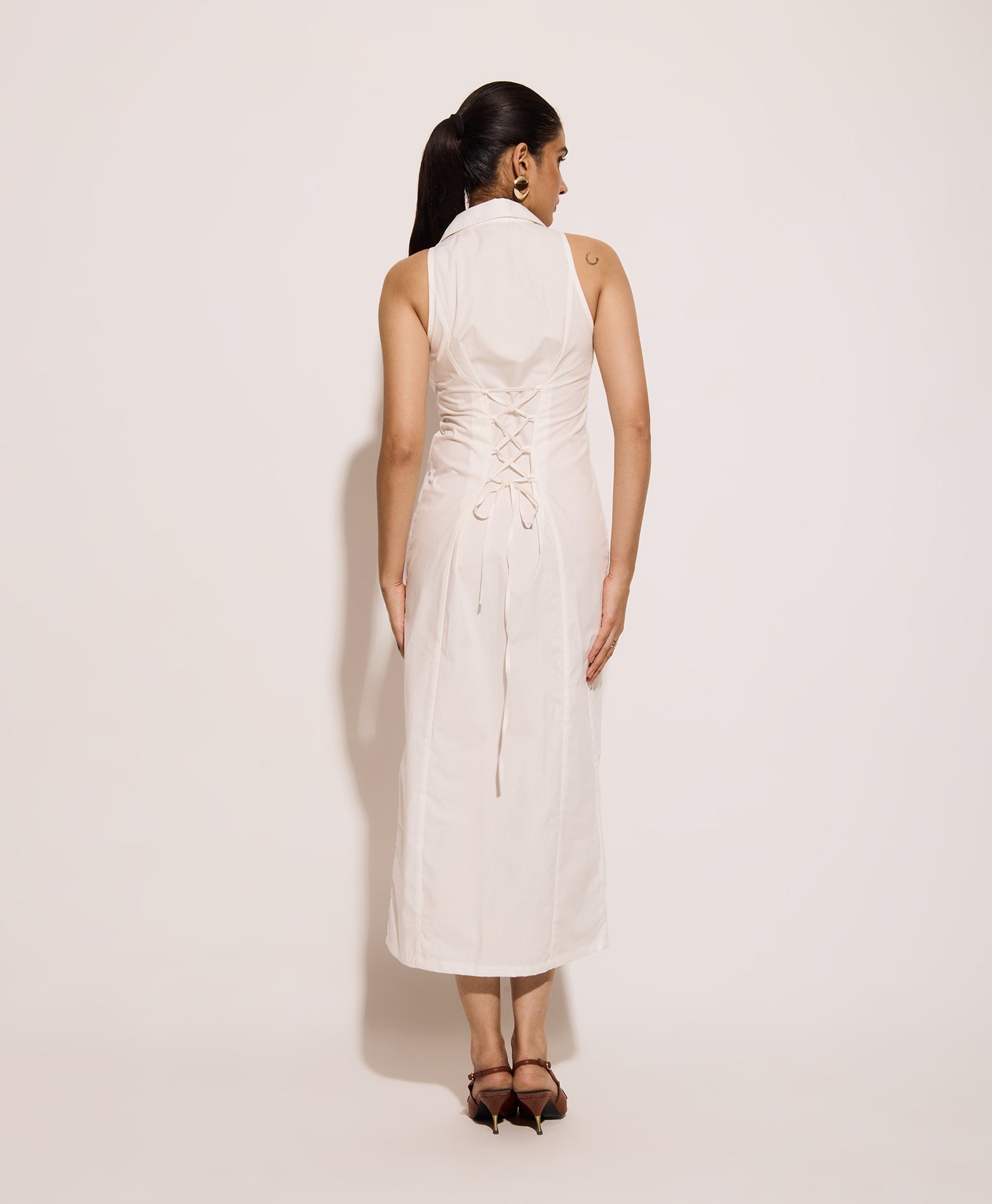 Cotton Poplin Shirt Dress - Tieback