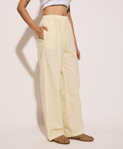Butter Yellow Linen Tie Up Vest and Pants Set