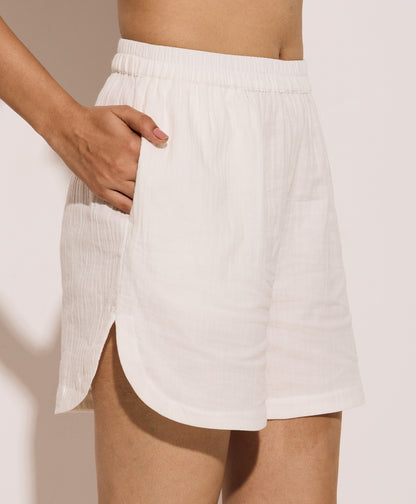 White Gauged Shorts