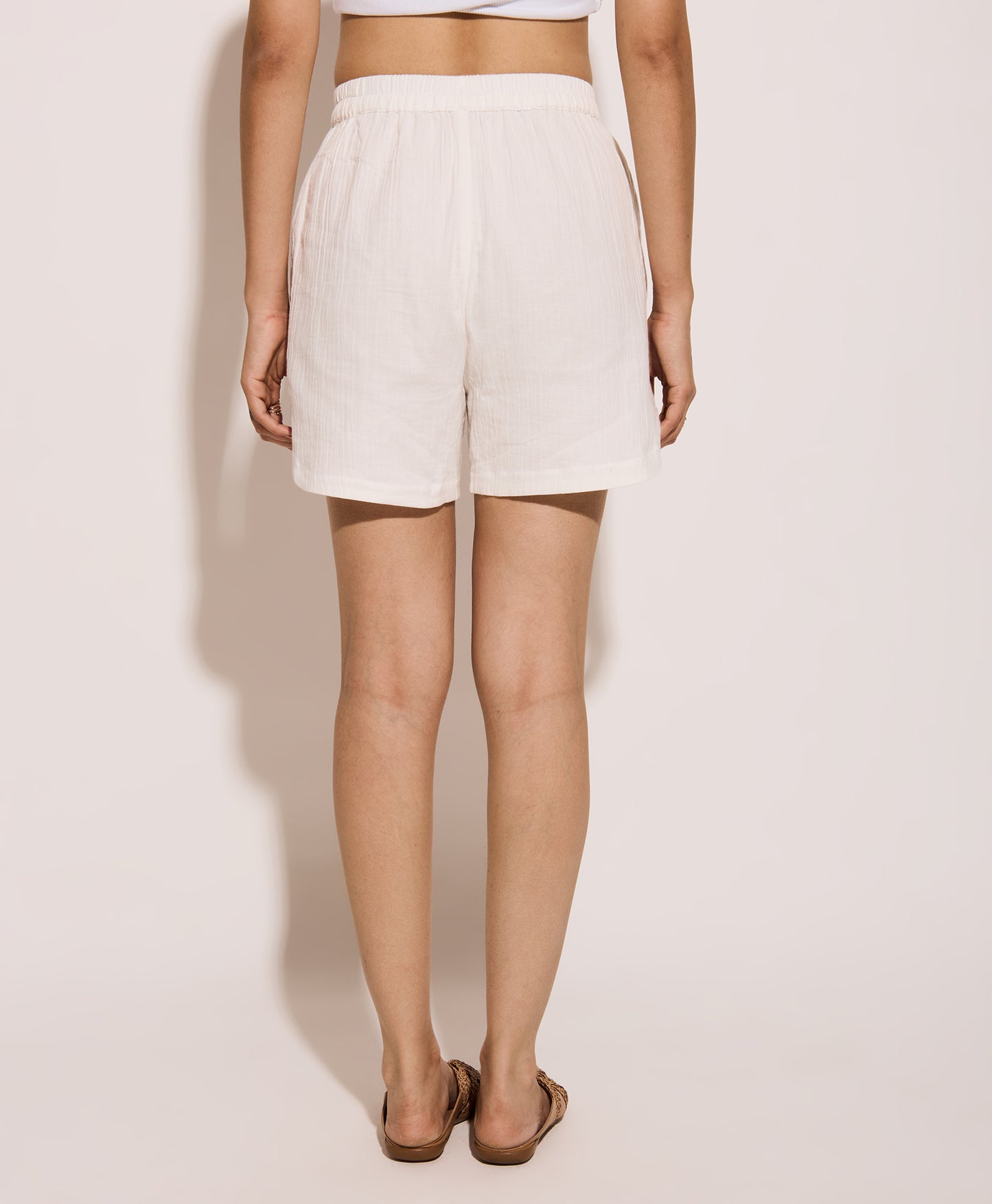 White Gauged Shorts
