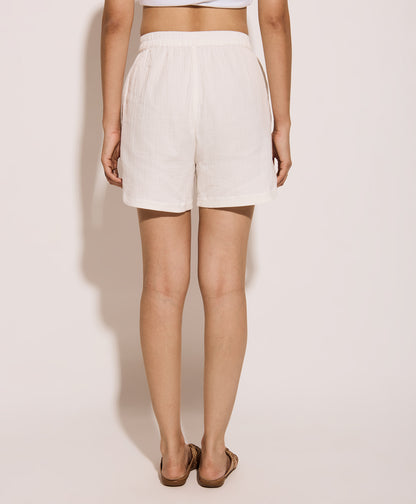 White Gauged Shorts