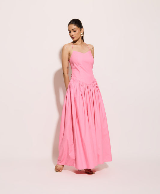 Powder Pink Long Corset Dress