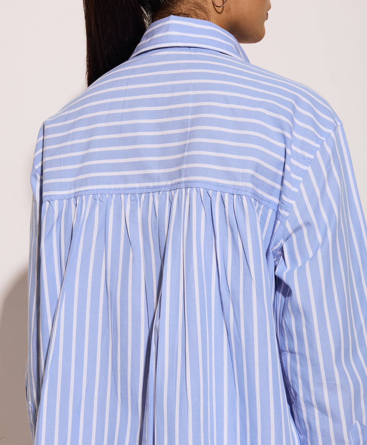 Powder Blue Striped Oversized Shirt