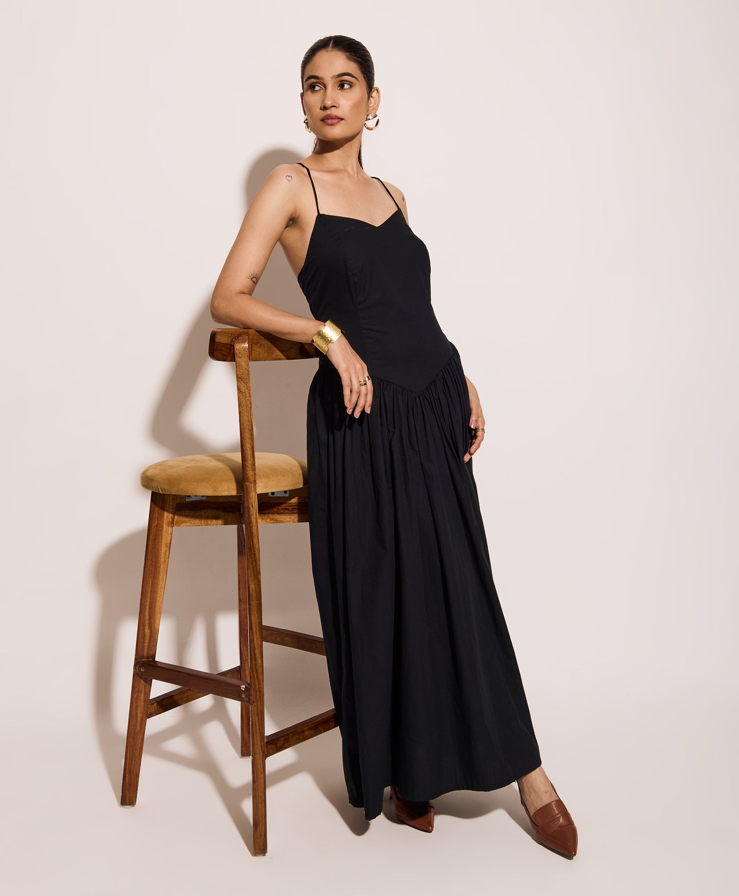 Midnight Black Long Corset Dress